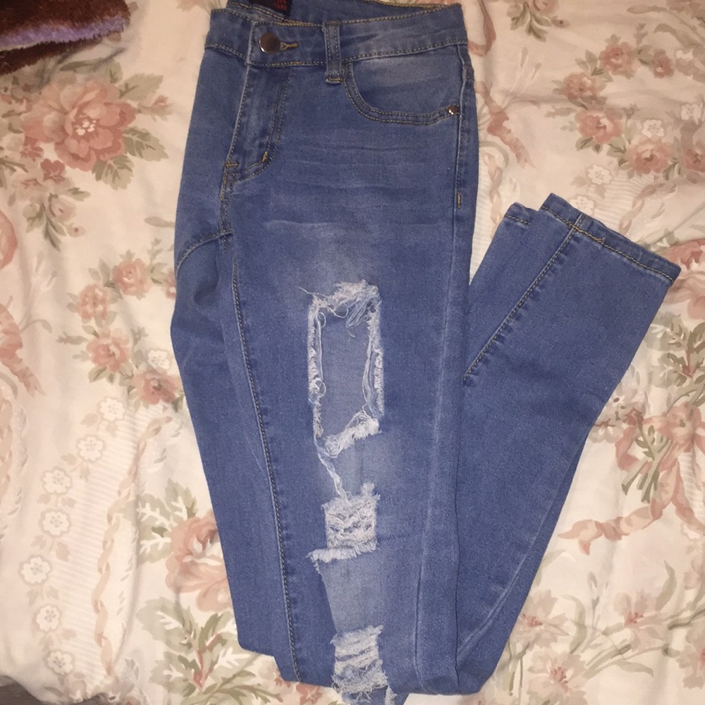 Rainbow ripped jeans